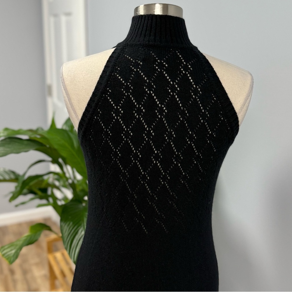 Francesca Of Damon Sweater Dress Dress Maxi IT 12 -US M Black Pointelle Vtg 70s - Picture 6 of 7